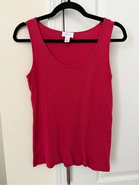 LOFT Vintage Red Ribbed Scoop Neck Tank